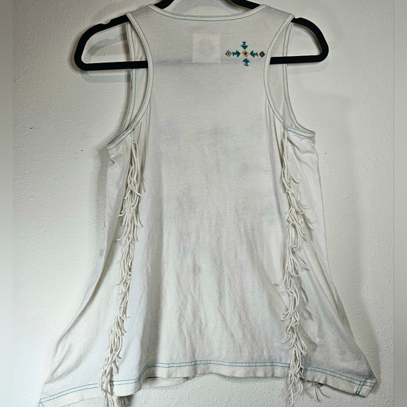 Womens Western Bohemian Tank Top Size XS White Fringe Cowboy Festival Cochella - Picture 2 of 15